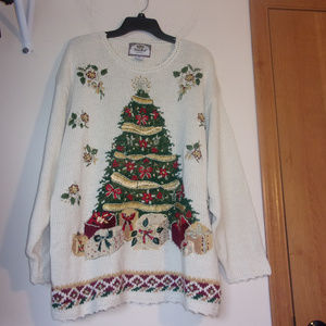 Vtg Tiara 2002 sweater huge Xmas tree plus 2X